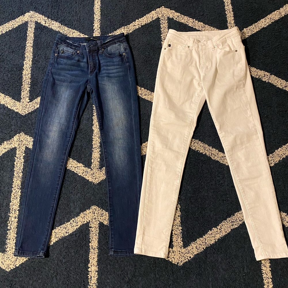 KanCan Dark Blue and White Skinny Jeans